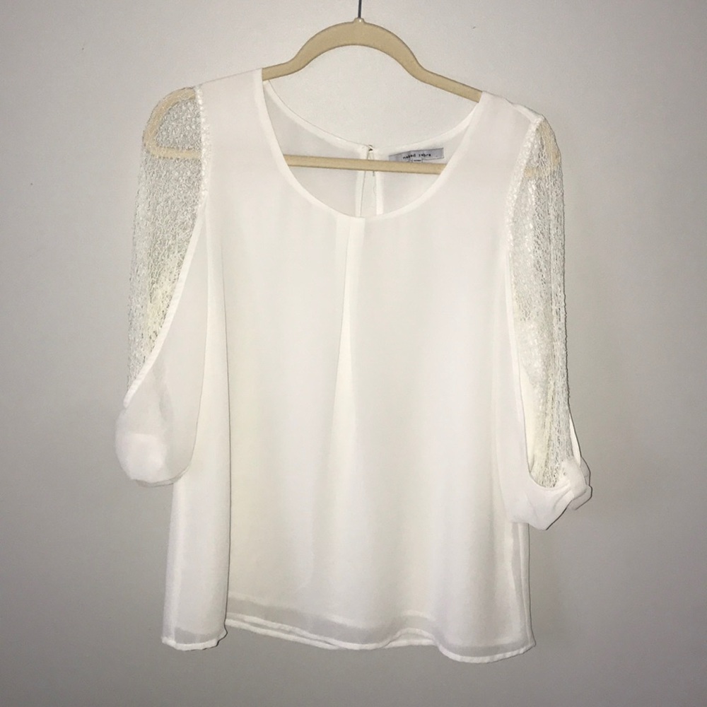 3/4 length sleeve white blouse